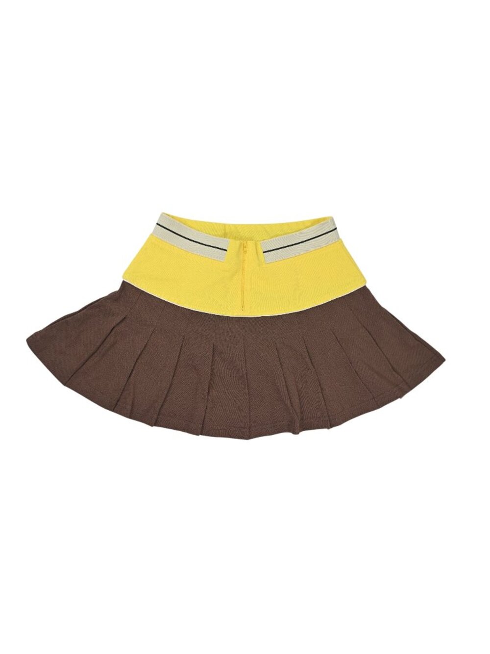 Palm Angels Logo Straight Pleated Skirt in Brown Yellow